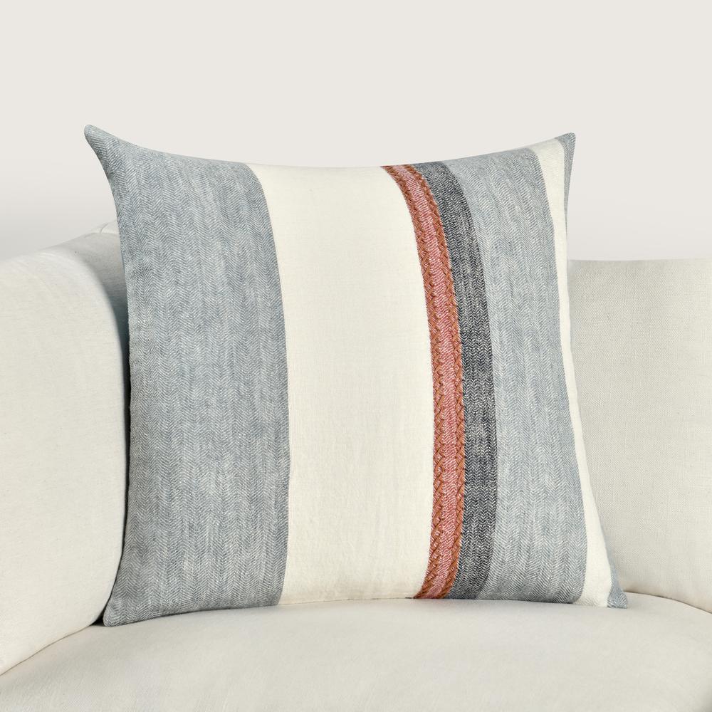 Caylor 22" Belgian Linen Blend Multicolor Throw Pillow. Picture 6