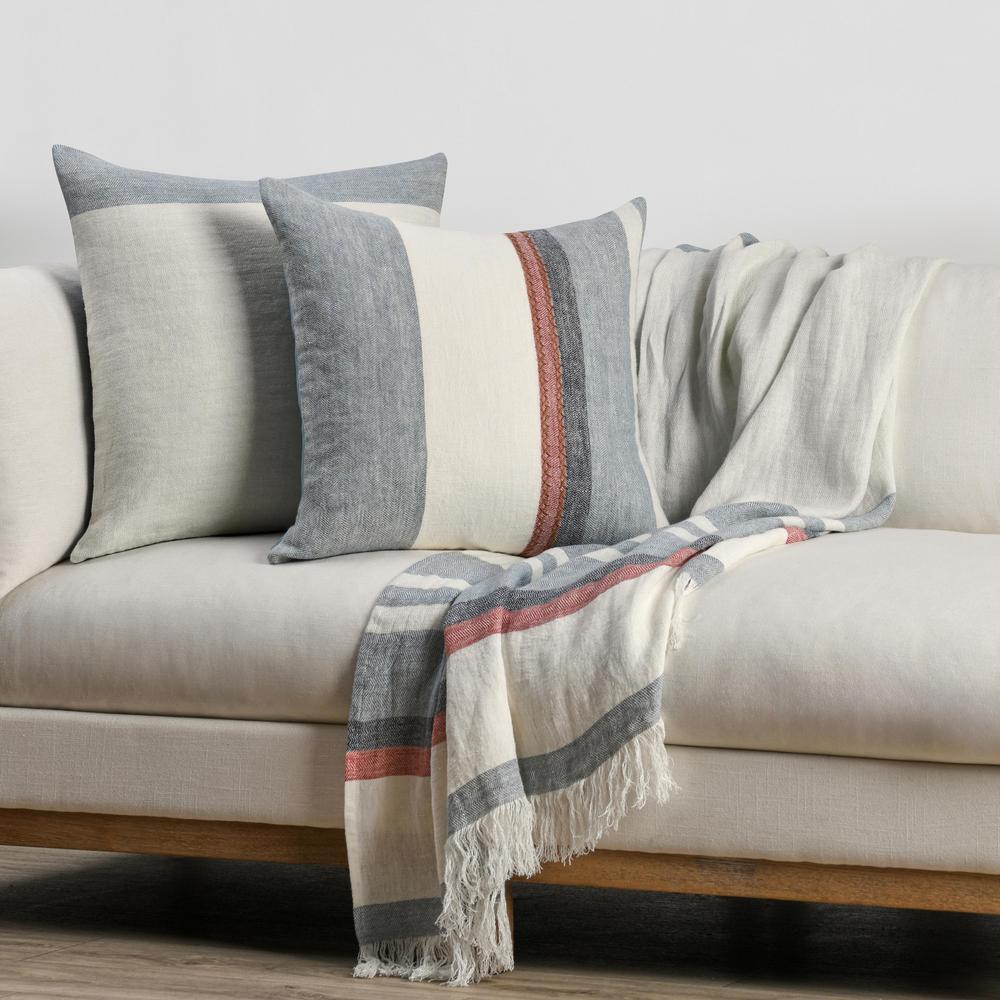 Caylor 22" Belgian Linen Blend Multicolor Throw Pillow. Picture 8