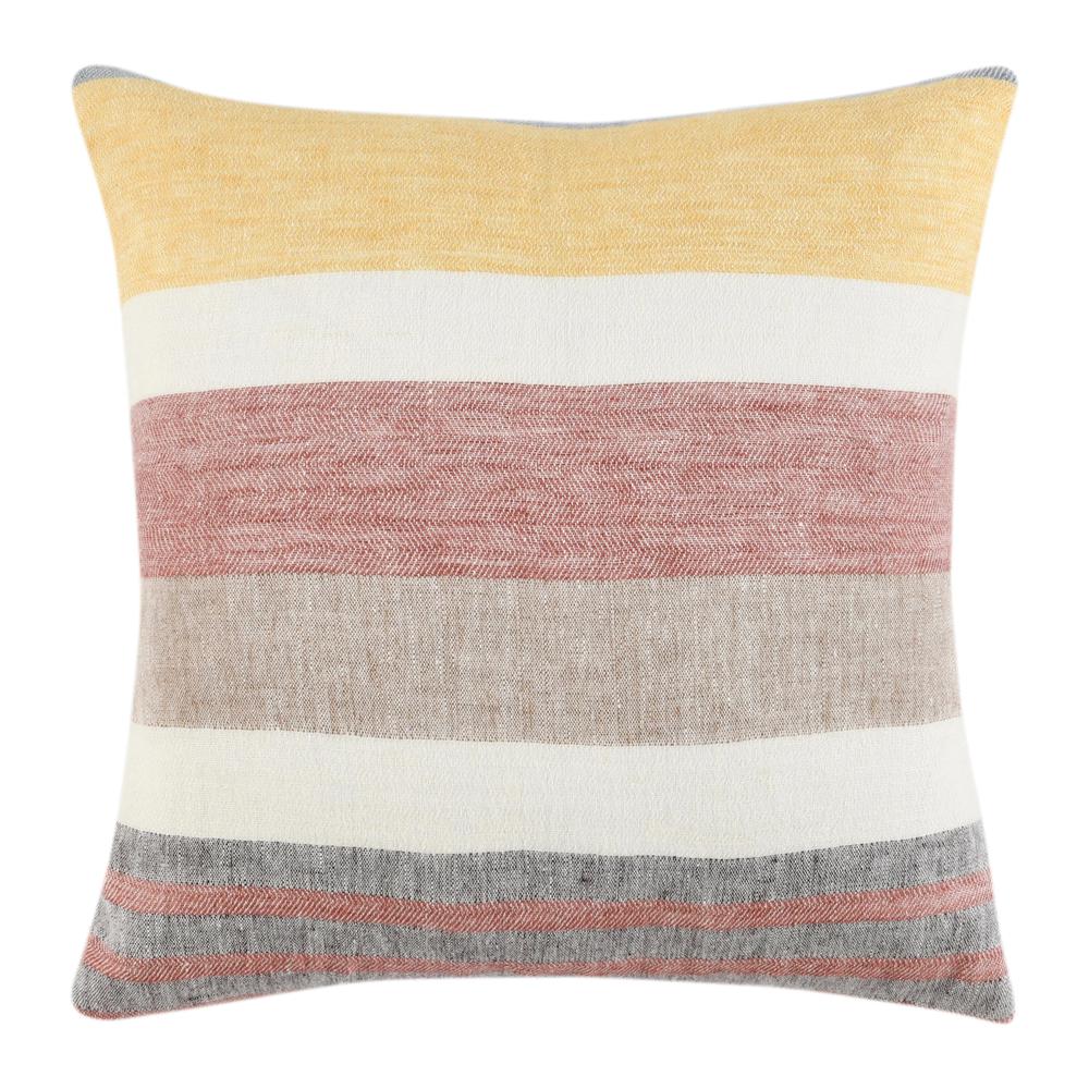 Crawford 22" Belgian Linen Yellow Multicolor Throw Pillow. Picture 1