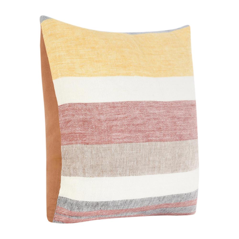 Crawford 22" Belgian Linen Yellow Multicolor Throw Pillow. Picture 2
