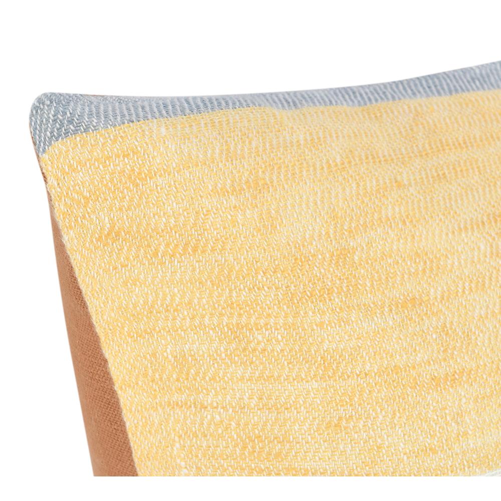 Crawford 22" Belgian Linen Yellow Multicolor Throw Pillow. Picture 5