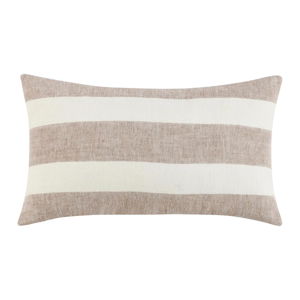 Cardner 14"x26" Belgian Linen Brown Multicolor Throw Pillow. Picture 1