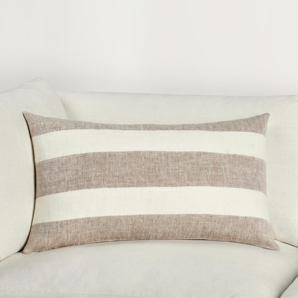 Cardner 14"x26" Belgian Linen Brown Multicolor Throw Pillow. Picture 6