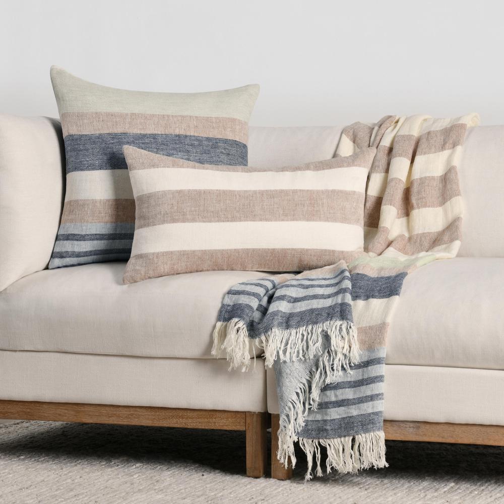 Cardner 14"x26" Belgian Linen Brown Multicolor Throw Pillow. Picture 8