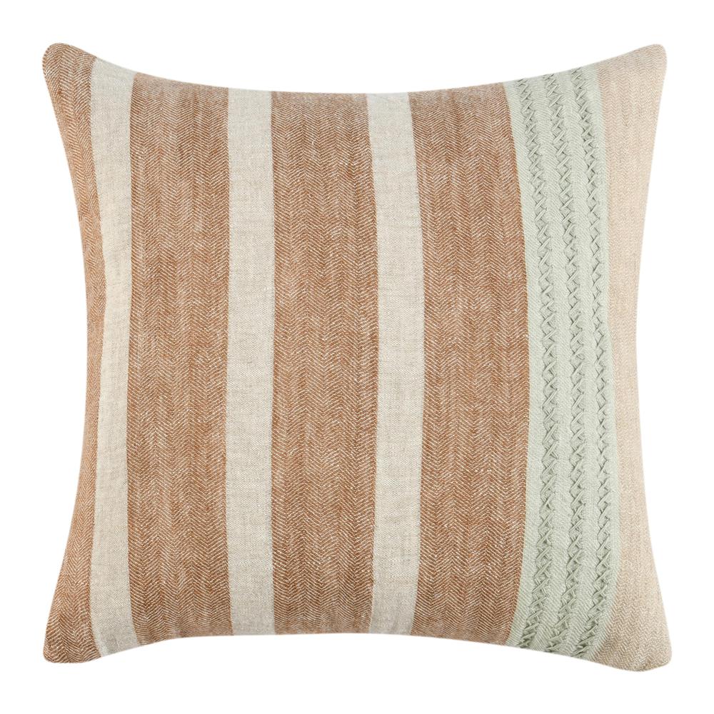 Cherry 22" Belgian Linen Blend Throw Pillow, Hazel Brown. Picture 1