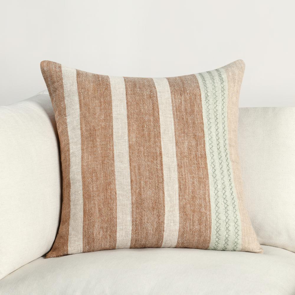 Cherry 22" Belgian Linen Blend Throw Pillow, Hazel Brown. Picture 6