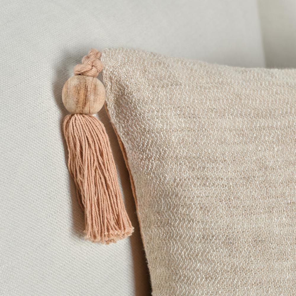 Cherry 14"x26" Belgian Linen Blend Throw Pillow, Natural. Picture 7
