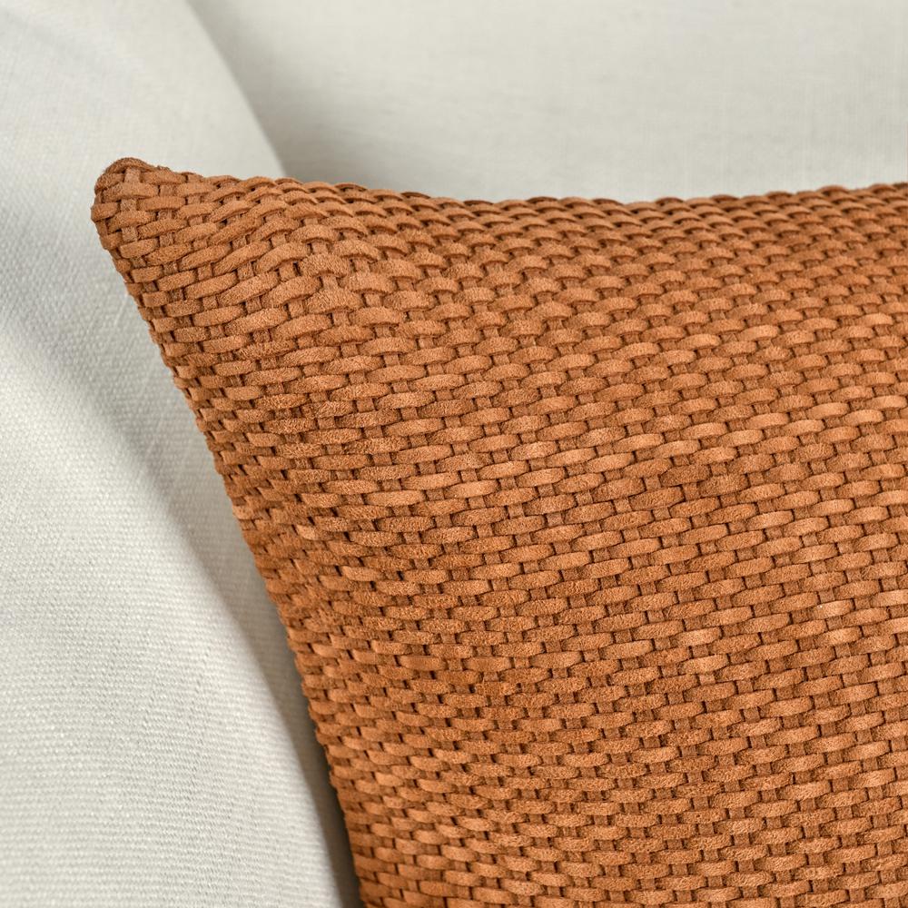 Bassinet 18" Suede Leather Throw Pillow , Brown. Picture 7