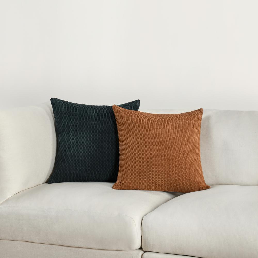 Bassinet 18" Suede Leather Throw Pillow , Brown. Picture 8