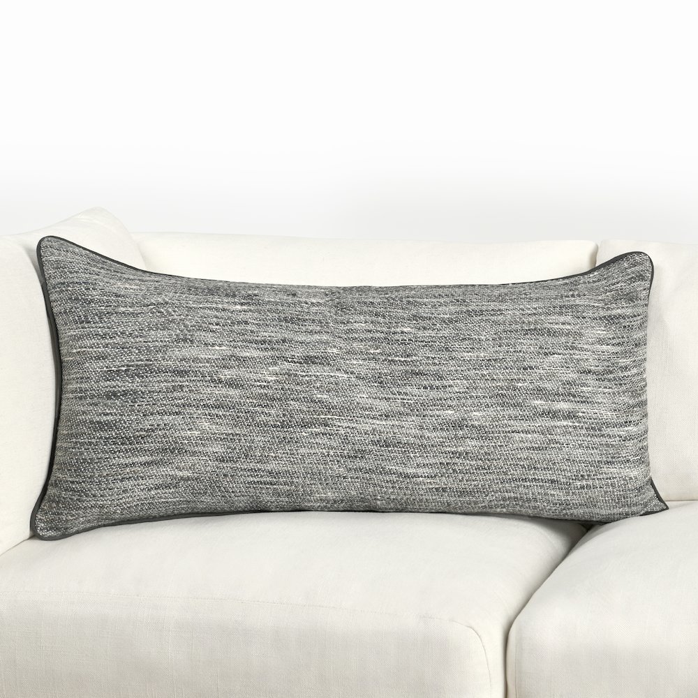 Sharma 16"x36" Cotton Blend Throw Pillow, Gray. Picture 5