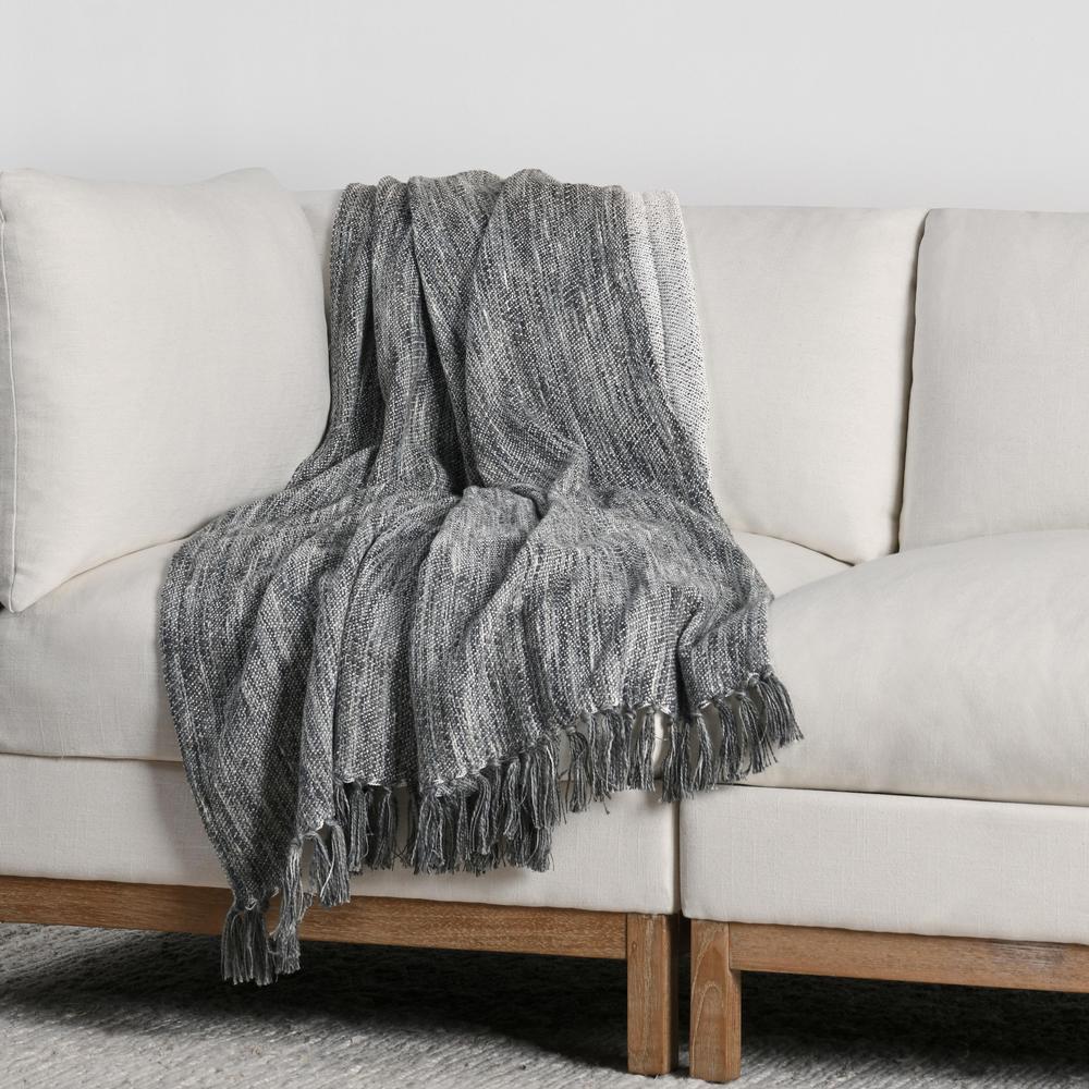 TC Sharma Cotton Blend 50"x70" Gray Throw Blanket Blanket. Picture 5