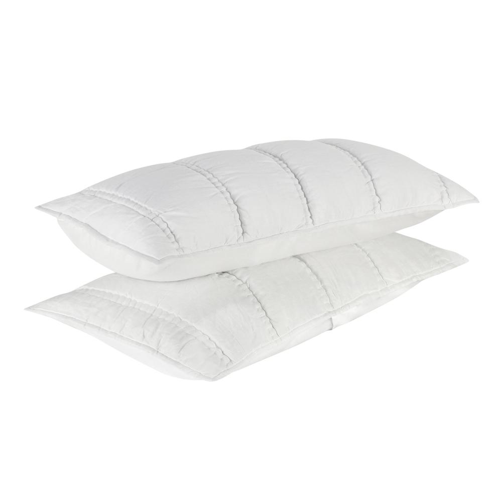 Rowen Sustainable Fabric Cloud White King Sham. Picture 4