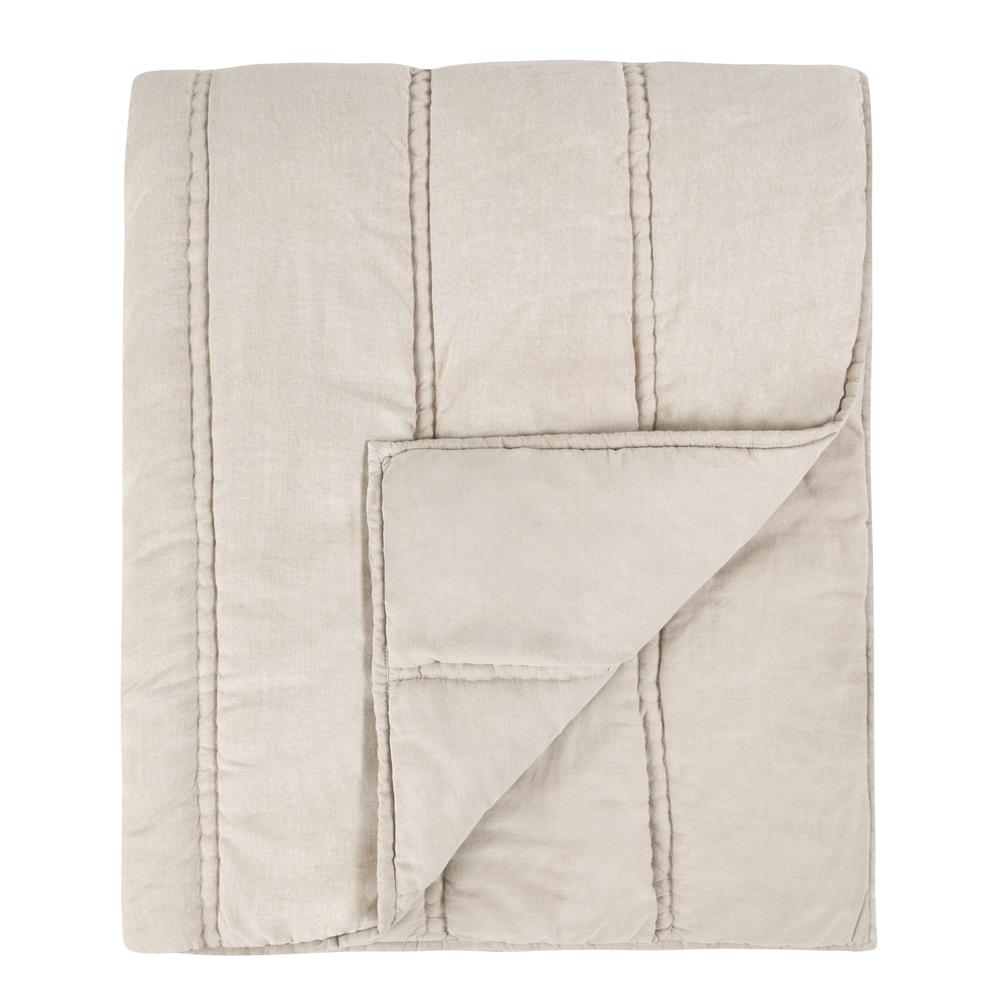 Rowen Sustainable Fabric Beige Queen Quilt. Picture 1