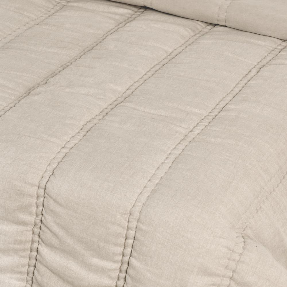 Rowen Sustainable Fabric Beige Queen Quilt. Picture 2