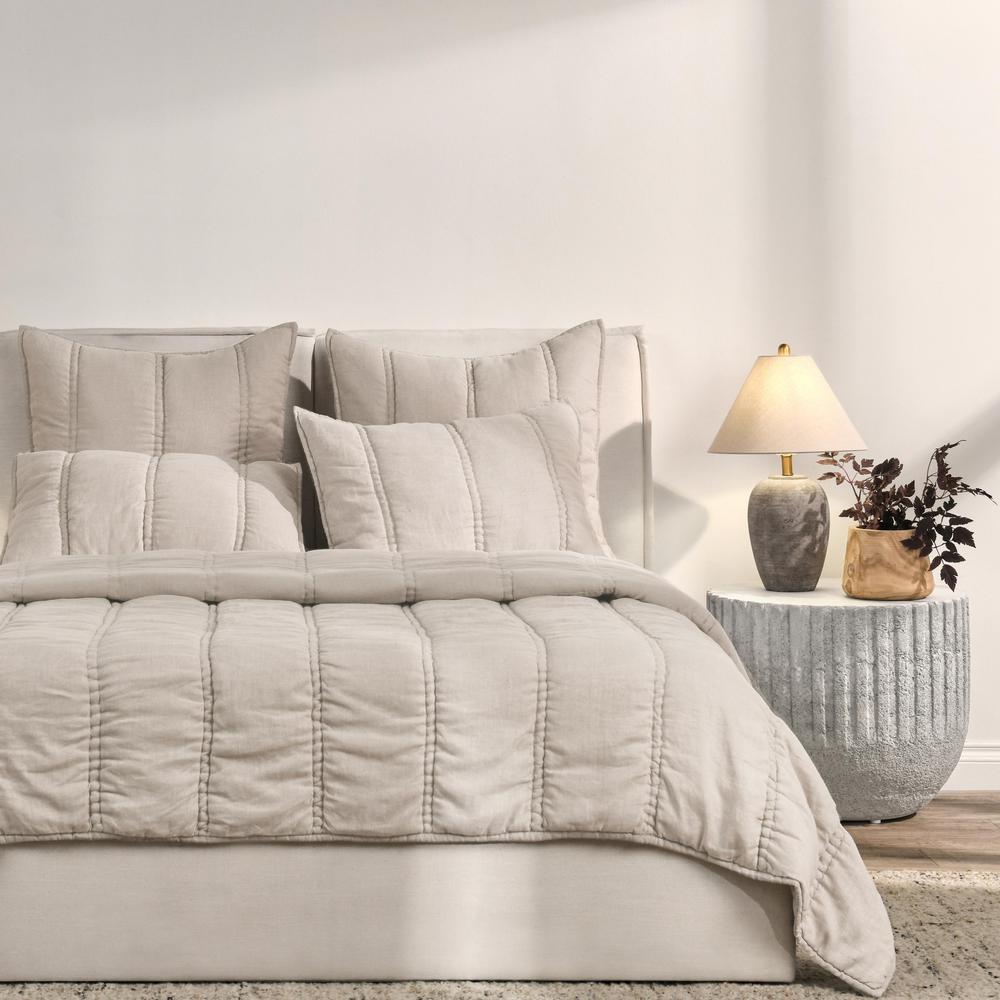 Rowen Sustainable Fabric Beige Queen Quilt. Picture 7