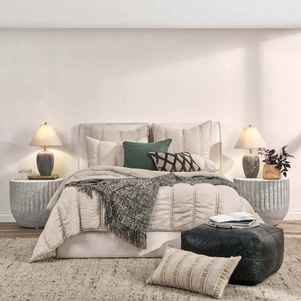 Rowen Sustainable Fabric Beige King Sham. Picture 6