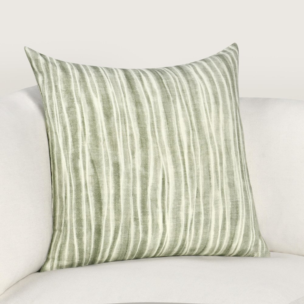 Holston 22" Cotton Fabric Throw Pillow in Green. Picture 5
