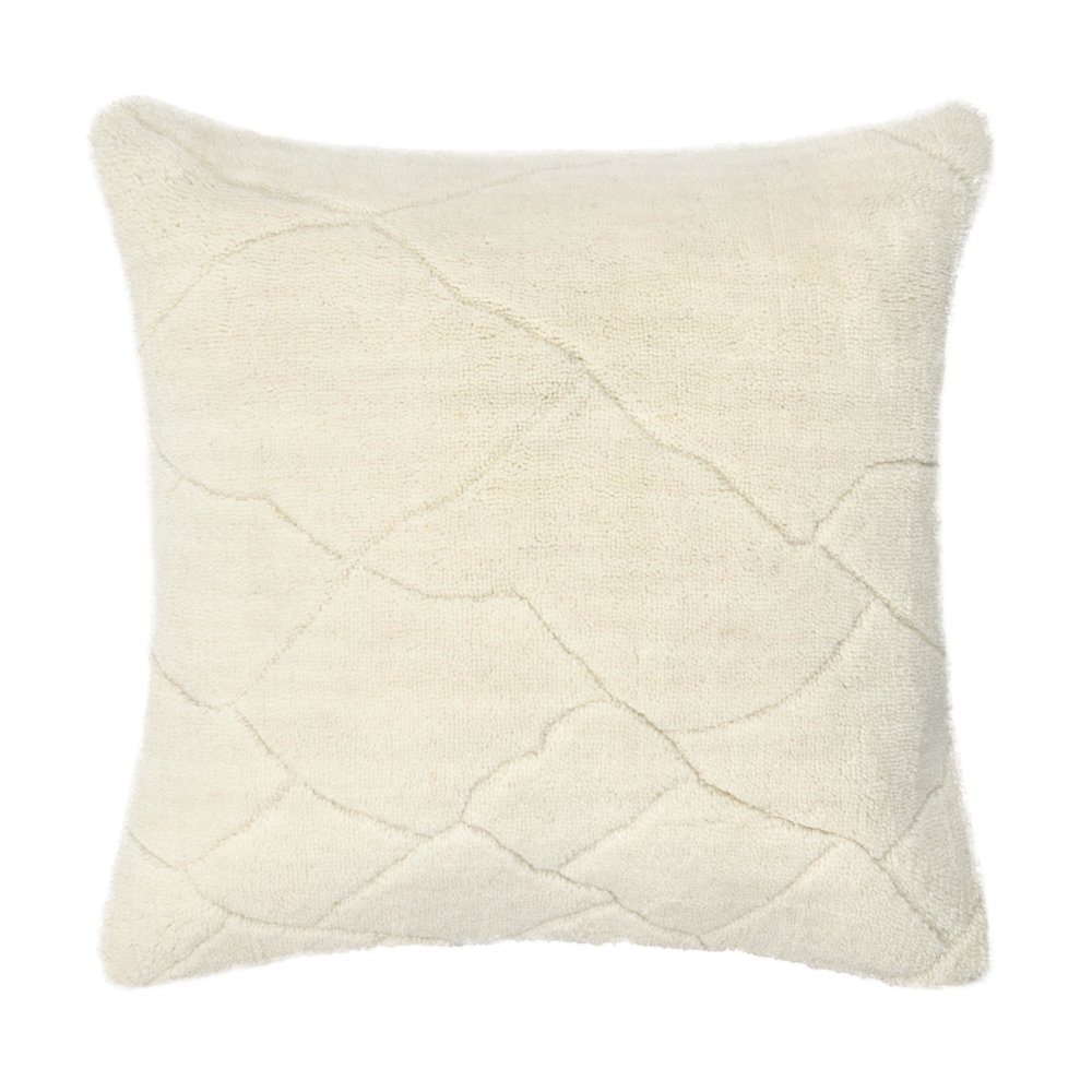 Mercer 22" Wool Blend Fabric Ivory Throw Pillow. Picture 1