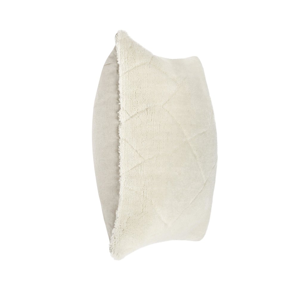 Mercer 22" Wool Blend Fabric Ivory Throw Pillow. Picture 4