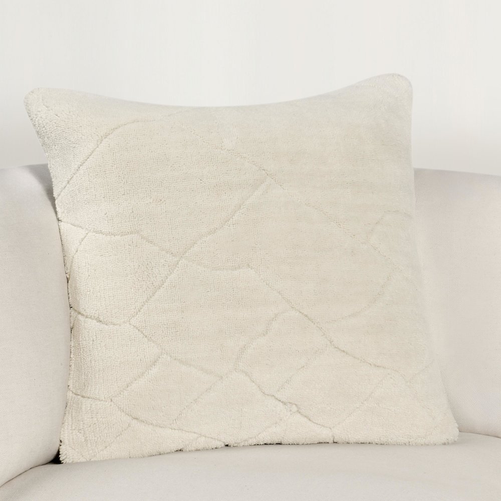 Mercer 22" Wool Blend Fabric Ivory Throw Pillow. Picture 6