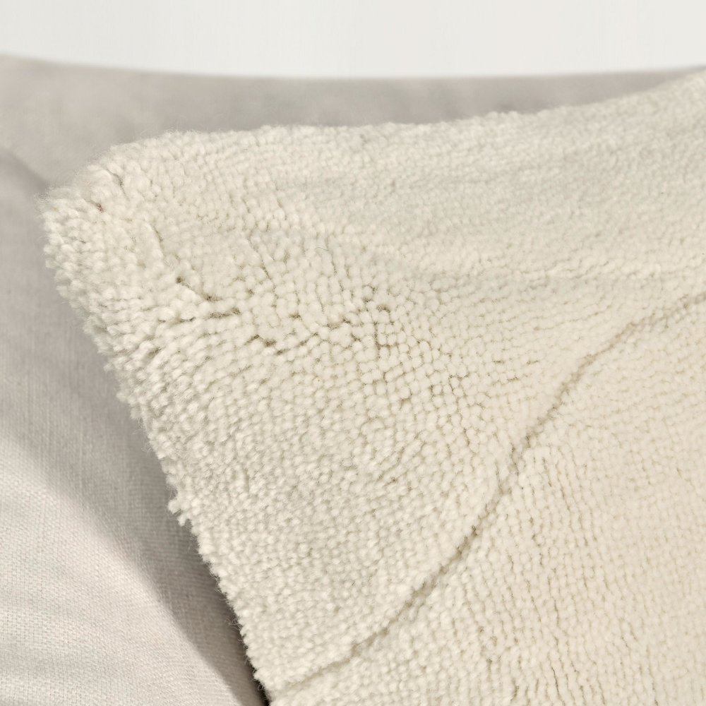 Mercer 22" Wool Blend Fabric Ivory Throw Pillow. Picture 7