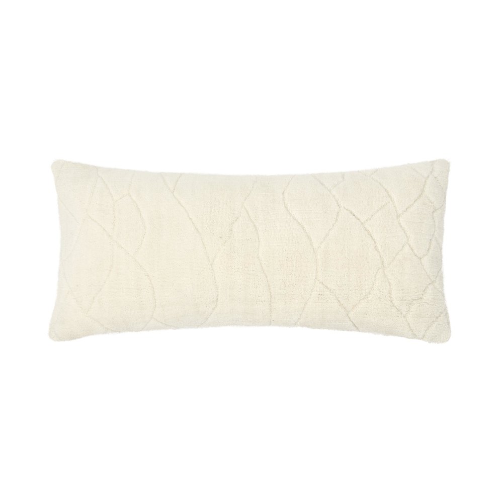 Mercer 16x36 Wool Blend Fabric Ivory Throw Pillow. Picture 1