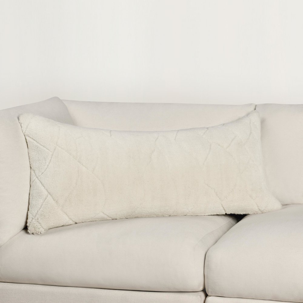 Mercer 16x36 Wool Blend Fabric Ivory Throw Pillow. Picture 6