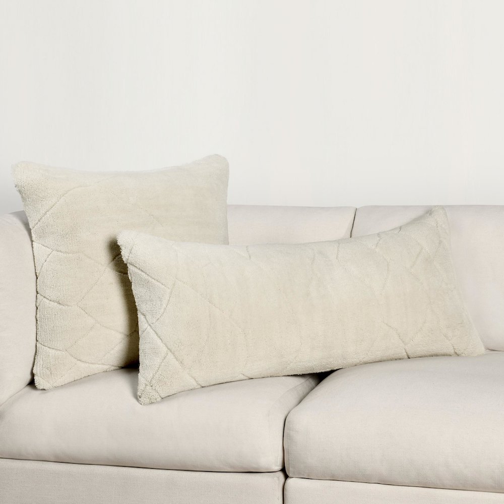 Mercer 16x36 Wool Blend Fabric Ivory Throw Pillow. Picture 8