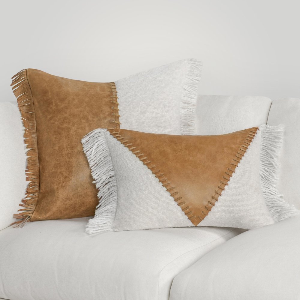 Haris 22" Upholstered Fabric Pieced Design Throw Pillow. Picture 8