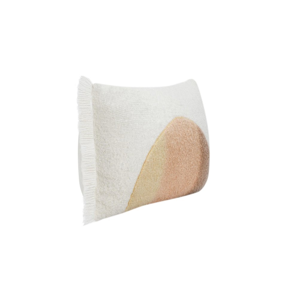 Rahun 14x26 Hand-Dip Dyed Fabric Ivory Throw Pillow. Picture 4