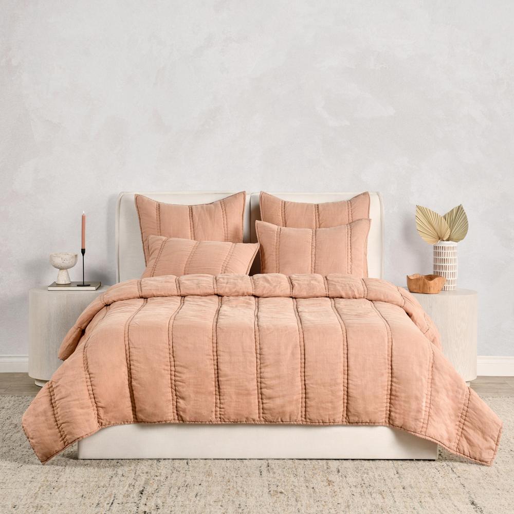 Rowen Sustainable Fabric Clay Queen Quilt Set. Picture 3