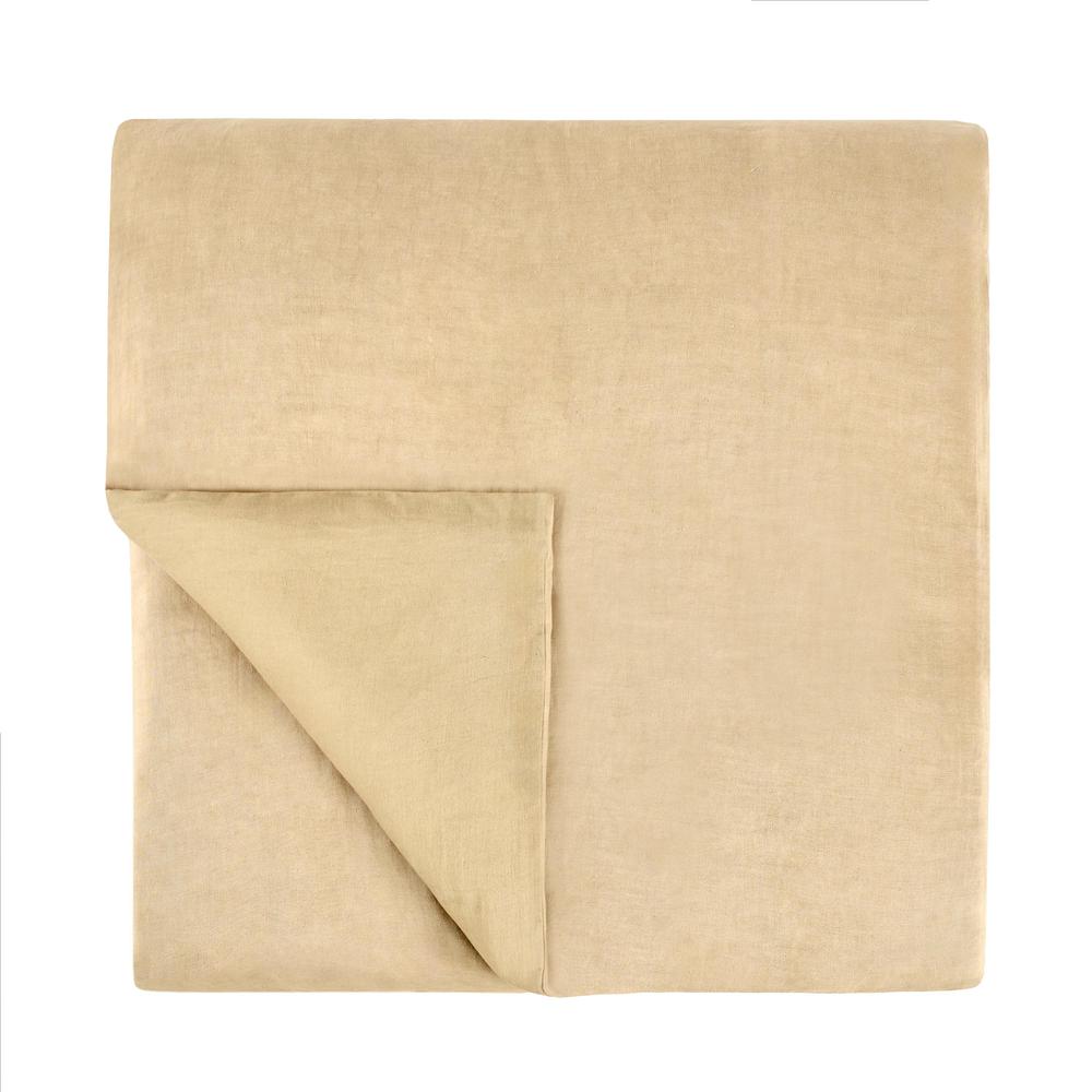 Paloma Hemp Fabric Ochre Amber Queen Duvet Set. Picture 2