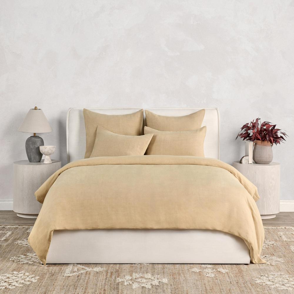 Paloma Hemp Fabric Ochre Amber Queen Duvet Set. Picture 3