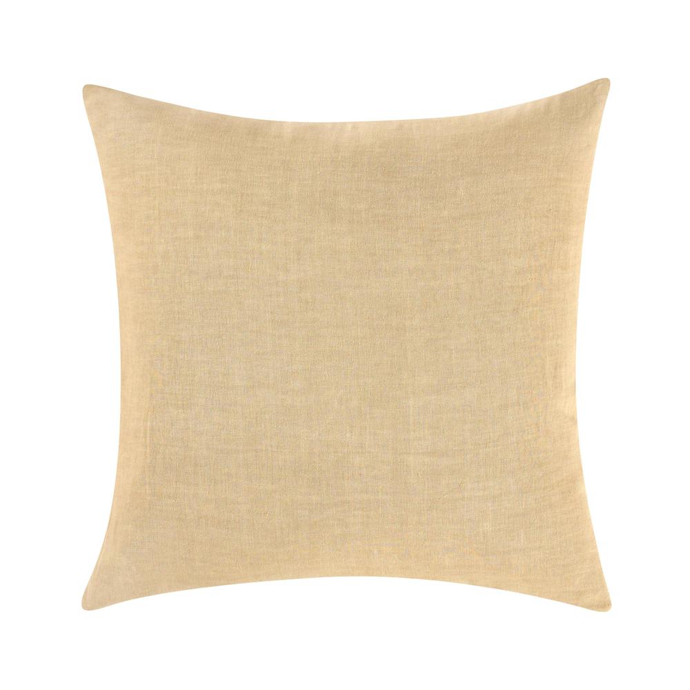 Paloma Hemp Fabric Ochre Amber Euro Sham. Picture 1
