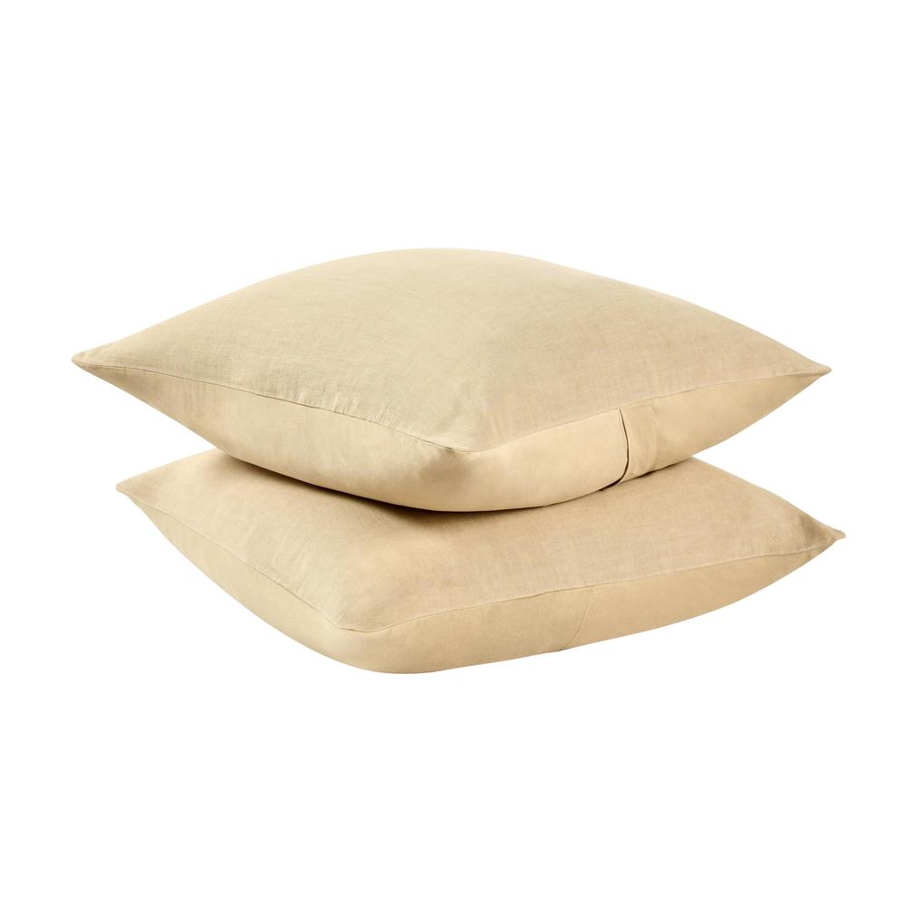 Paloma Hemp Fabric Ochre Amber Euro Sham. Picture 4