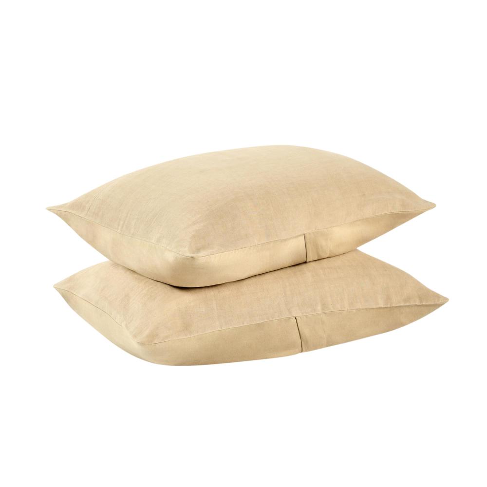 Paloma Hemp Fabric Ochre Amber Standard Sham. Picture 4