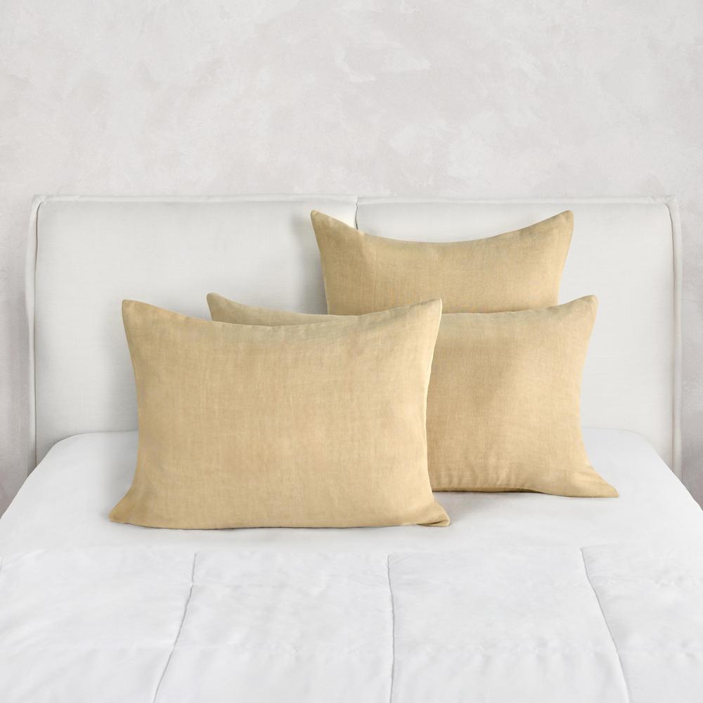 Paloma Hemp Fabric Ochre Amber Standard Sham. Picture 5