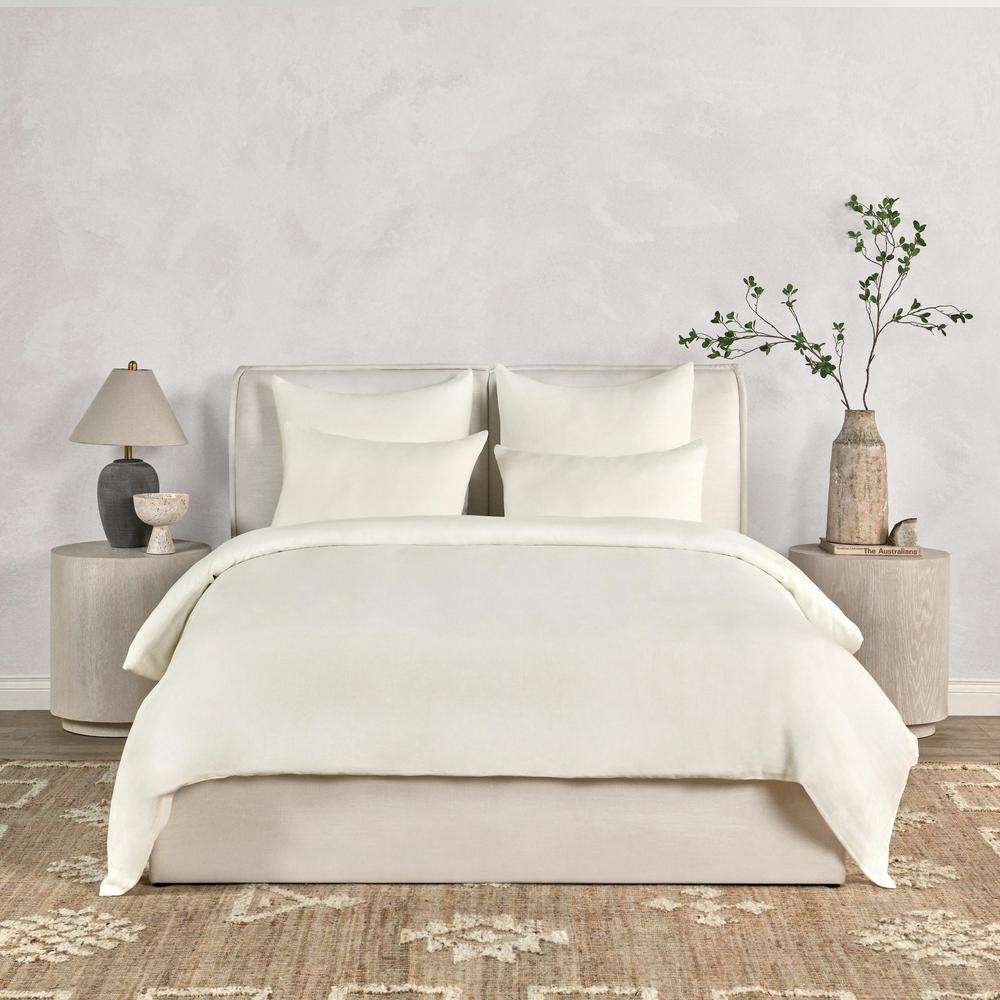 Paloma Hemp Fabric Ivory King Duvet Set. Picture 3