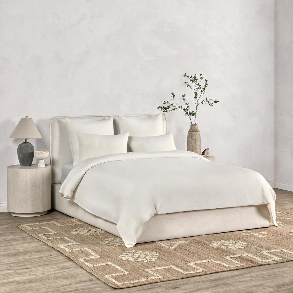 Paloma Hemp Fabric Ivory Queen Duvet Set. Picture 1