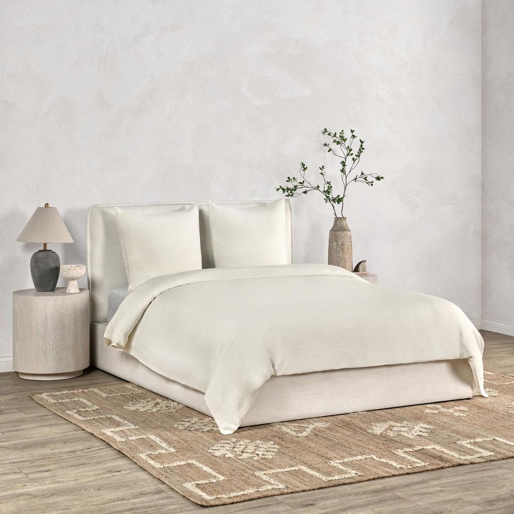 Paloma Hemp Fabric Ivory Euro Sham. Picture 6