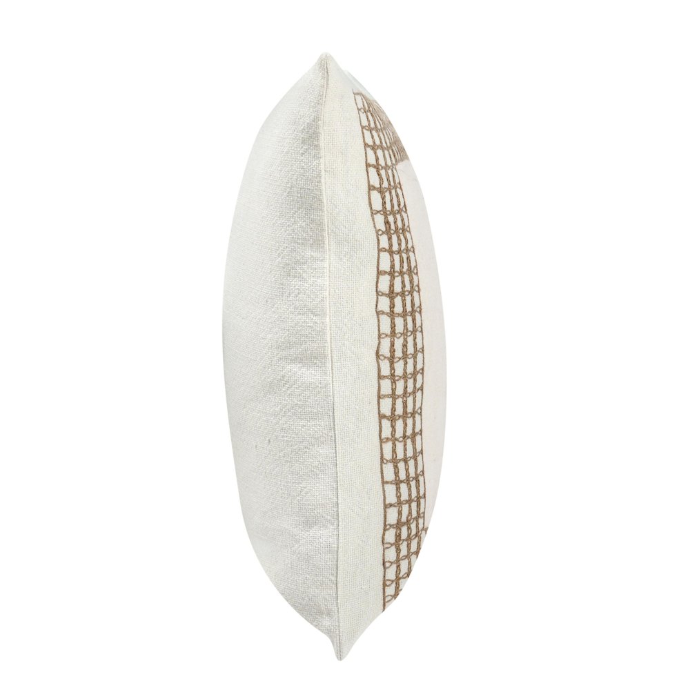 Marina 26" Cotton Linen Blend Throw Pillow, White. Picture 3