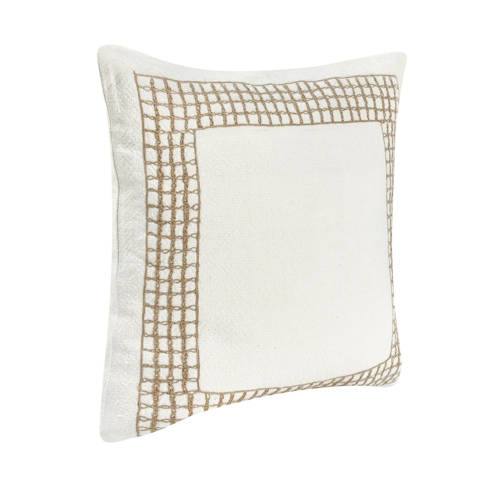 Marina 26" Cotton Linen Blend Throw Pillow, White. Picture 4