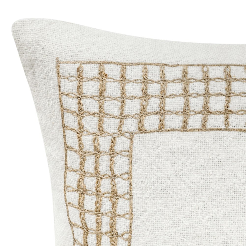 Marina 26" Cotton Linen Blend Throw Pillow, White. Picture 5