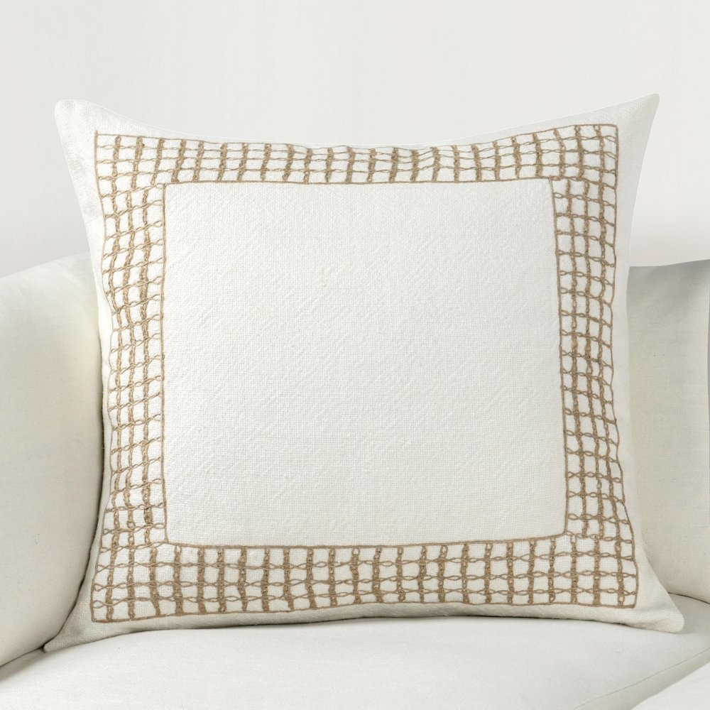 Marina 26" Cotton Linen Blend Throw Pillow, White. Picture 6