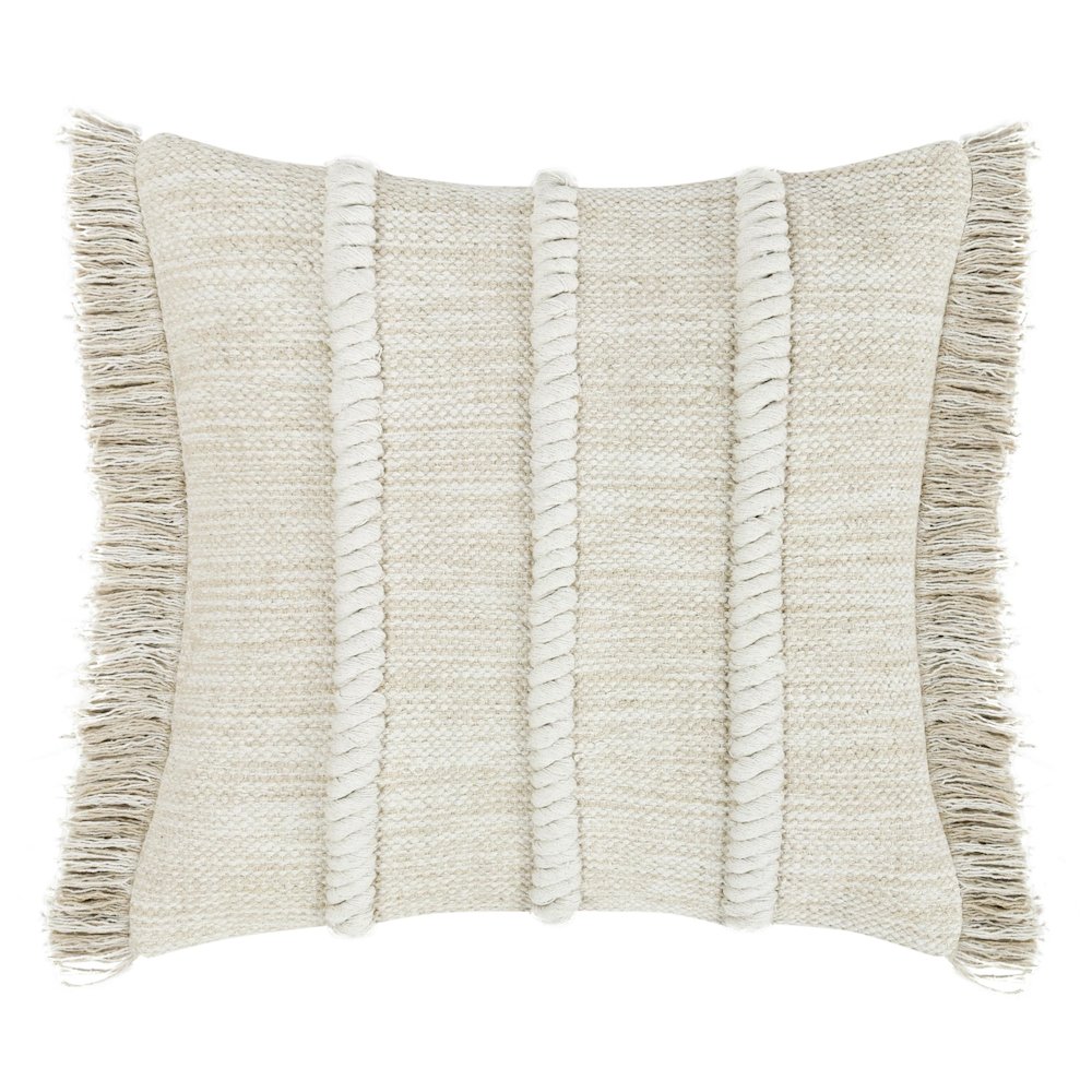 Lucera 22" Woven Fabric Throw Pillow in Beige. Picture 1