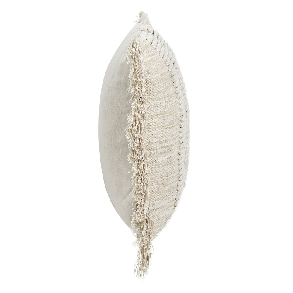 Lucera 22" Woven Fabric Throw Pillow in Beige. Picture 3