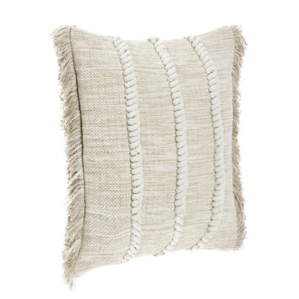 Lucera 22" Woven Fabric Throw Pillow in Beige. Picture 4