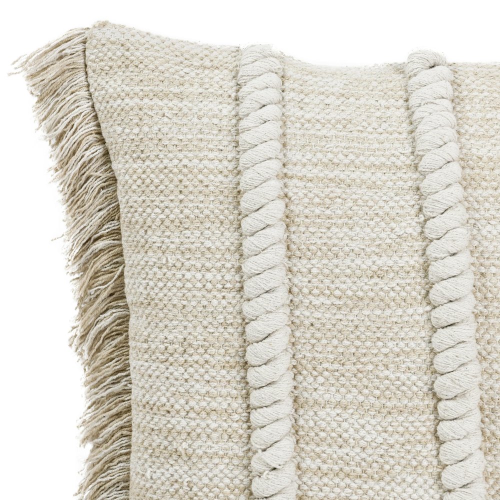 Lucera 22" Woven Fabric Throw Pillow in Beige. Picture 5