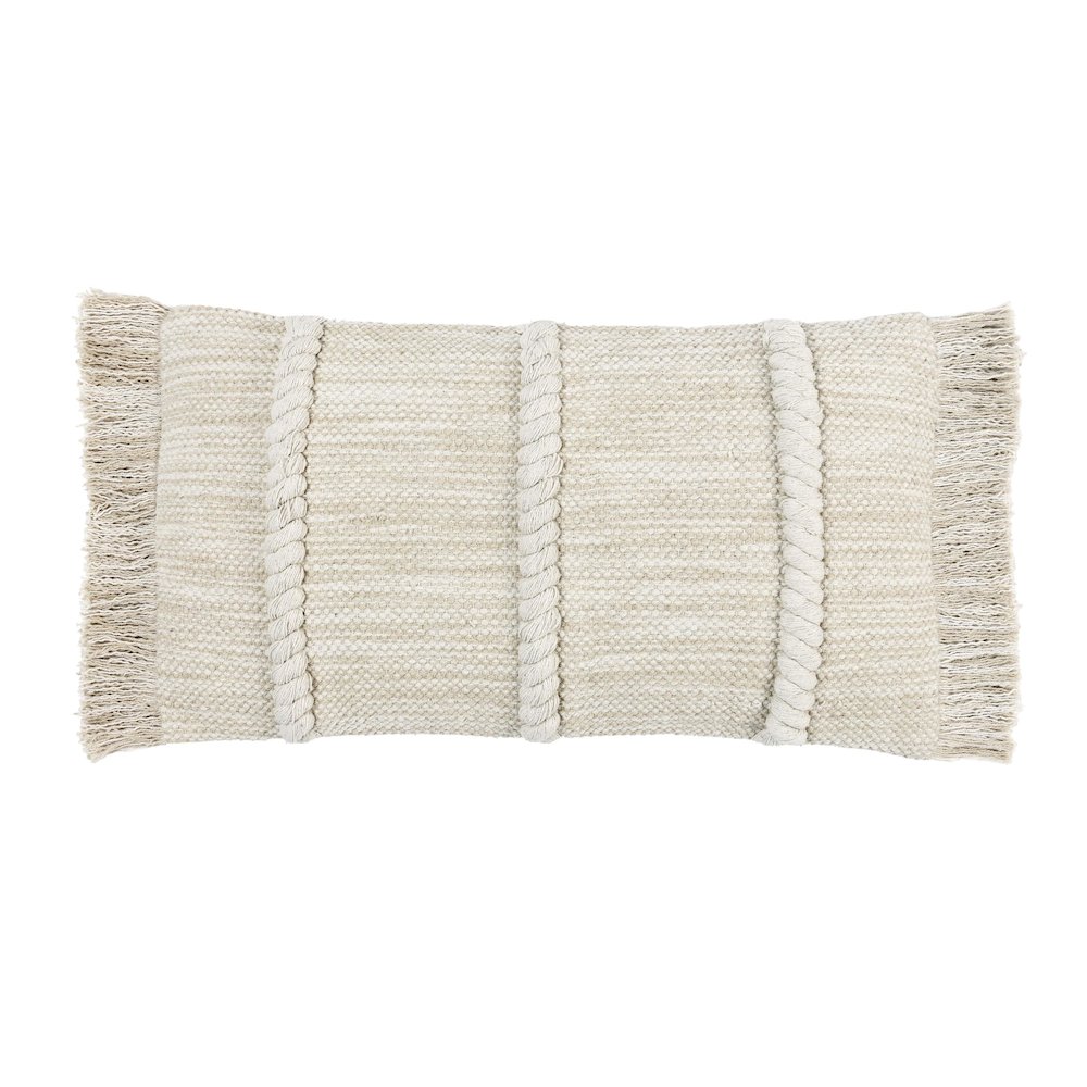 Lucera 14x26 Woven Fabric Throw Pillow in Beige. Picture 1
