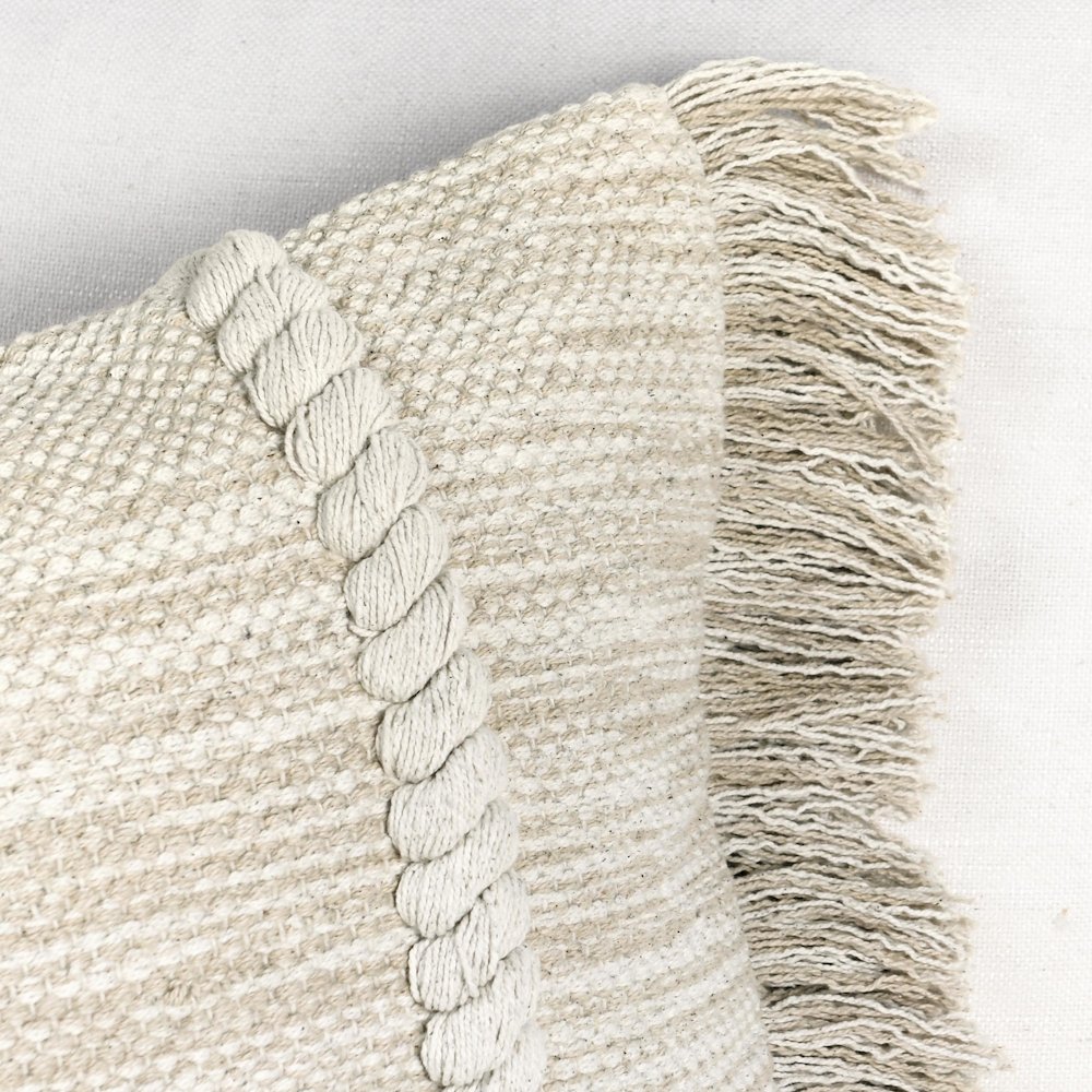 Lucera 14x26 Woven Fabric Throw Pillow in Beige. Picture 7